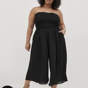 Torrid Crepe Midi Smocked Coverup Jumpsuit
